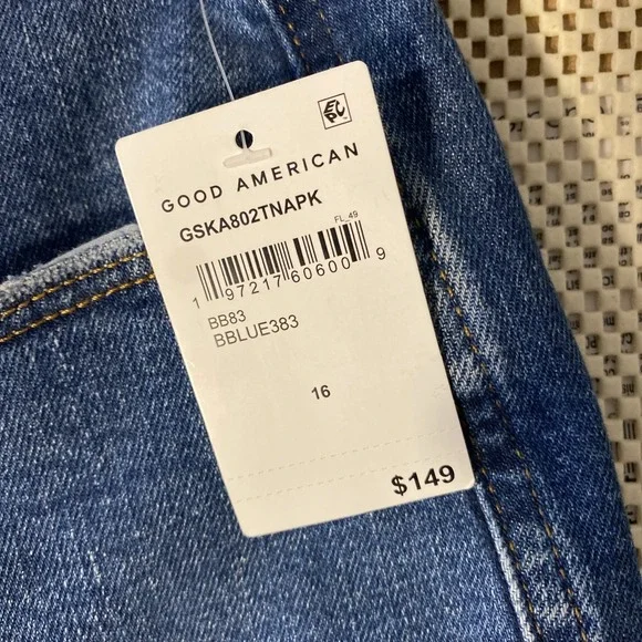 Good American Good Skate High Rise Wide Leg Jeans Medium Wash Size 16/34 - Picture 4 of 8